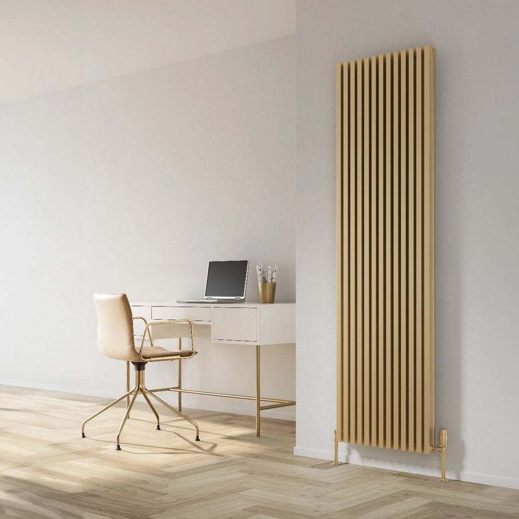Reina Albano Brass Affect Vertical Aluminium Designer Radiator