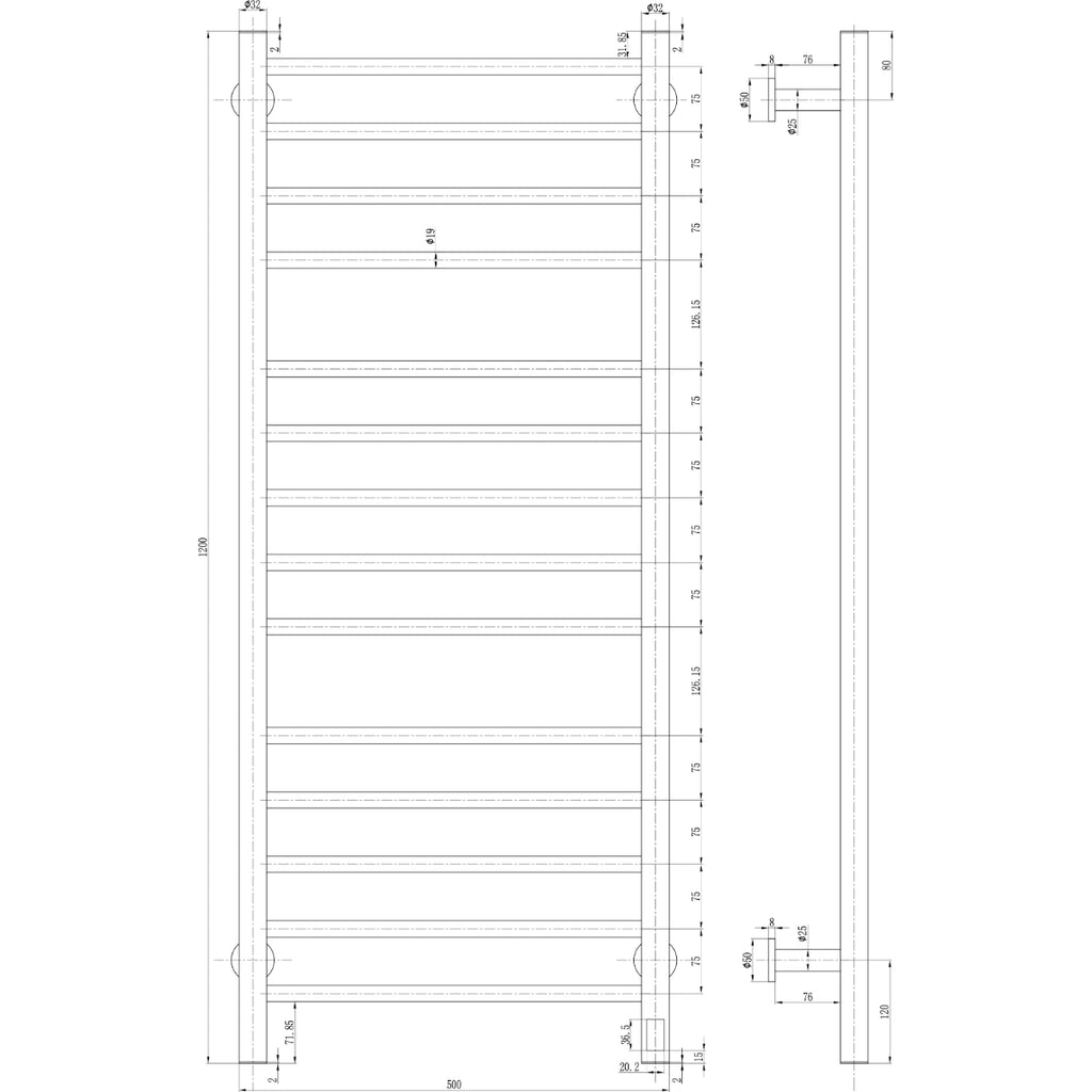 Reina Arnage Electric Stainless Steel Towel Rail Radiator