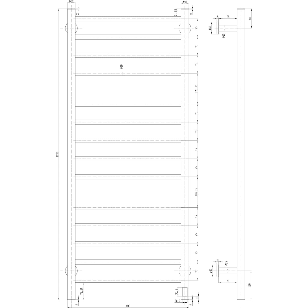 Reina Arnage Electric Stainless Steel Towel Rail Radiator