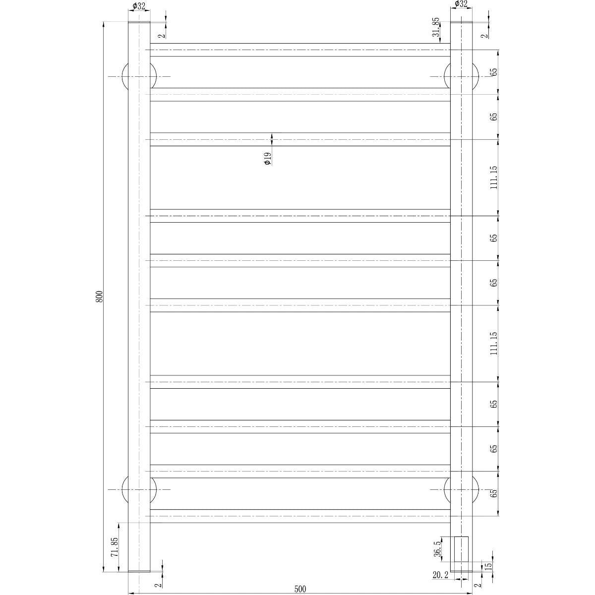 Reina Arnage Electric Stainless Steel Towel Rail Radiator