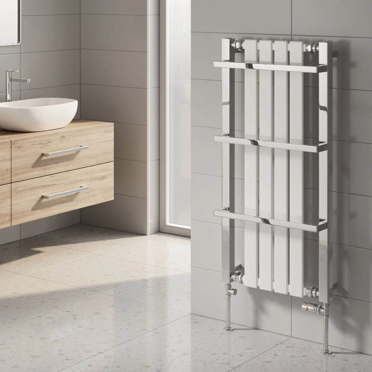 Reina Ashen Steel Towel Rail Designer Radiator