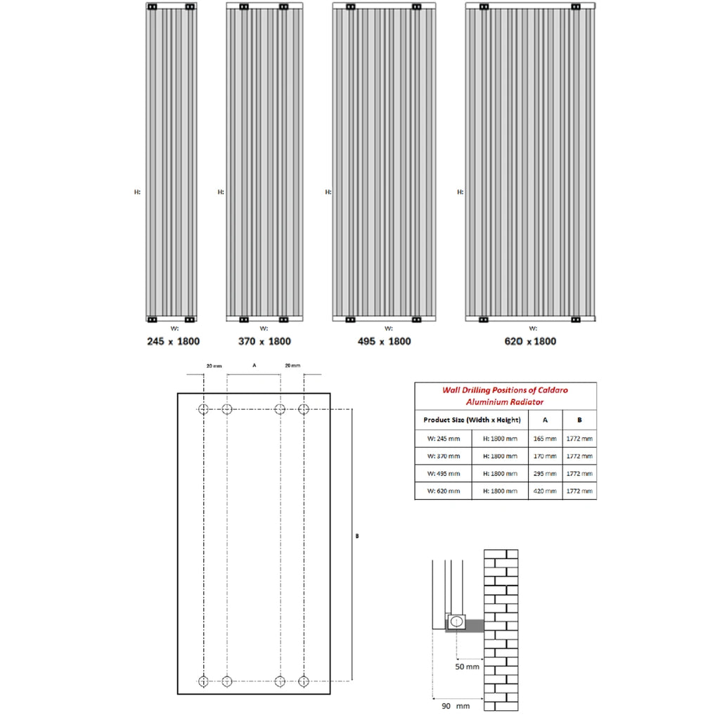 Reina Caldaro Vertical Aluminium Designer Radiator