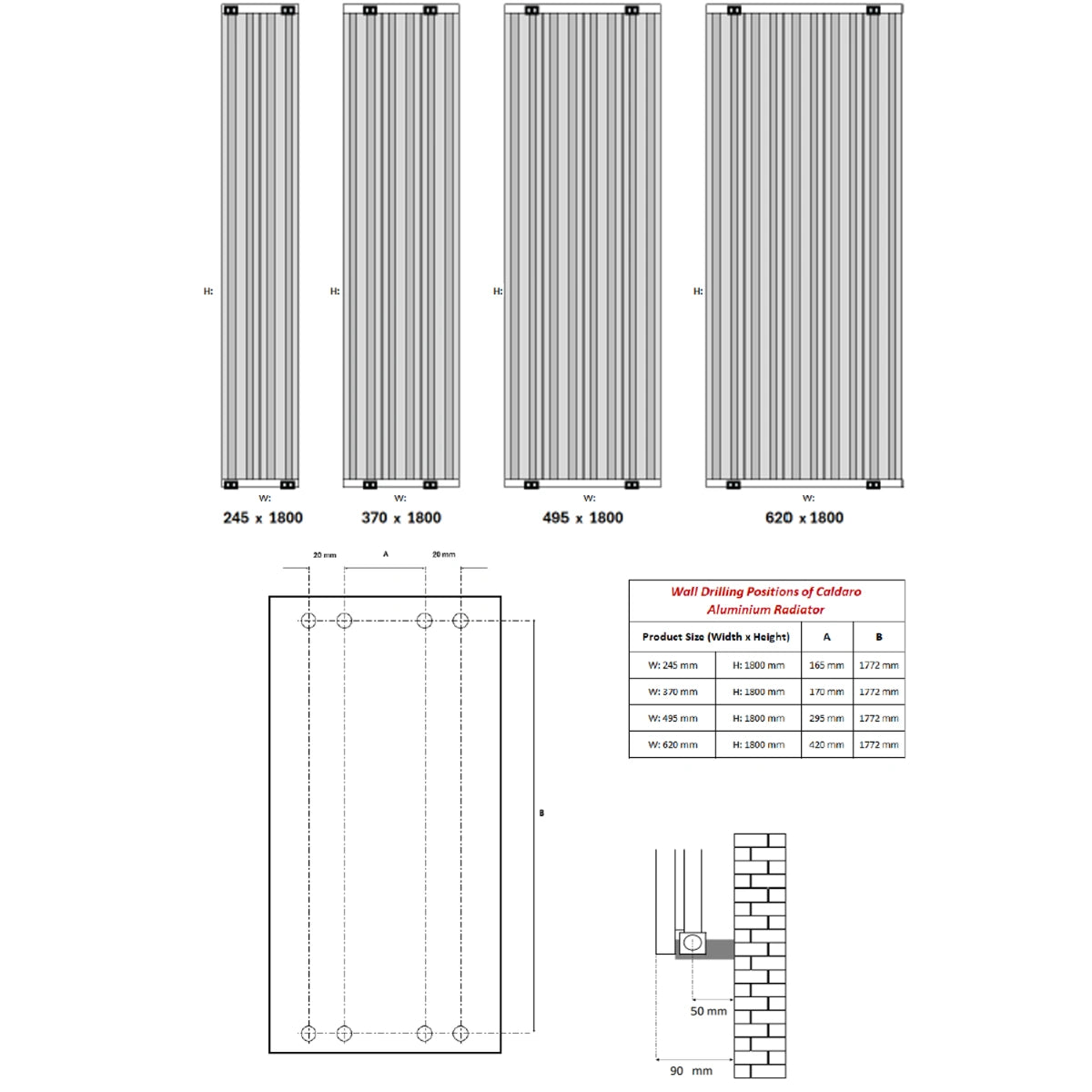 Reina Caldaro Vertical Aluminium Designer Radiator