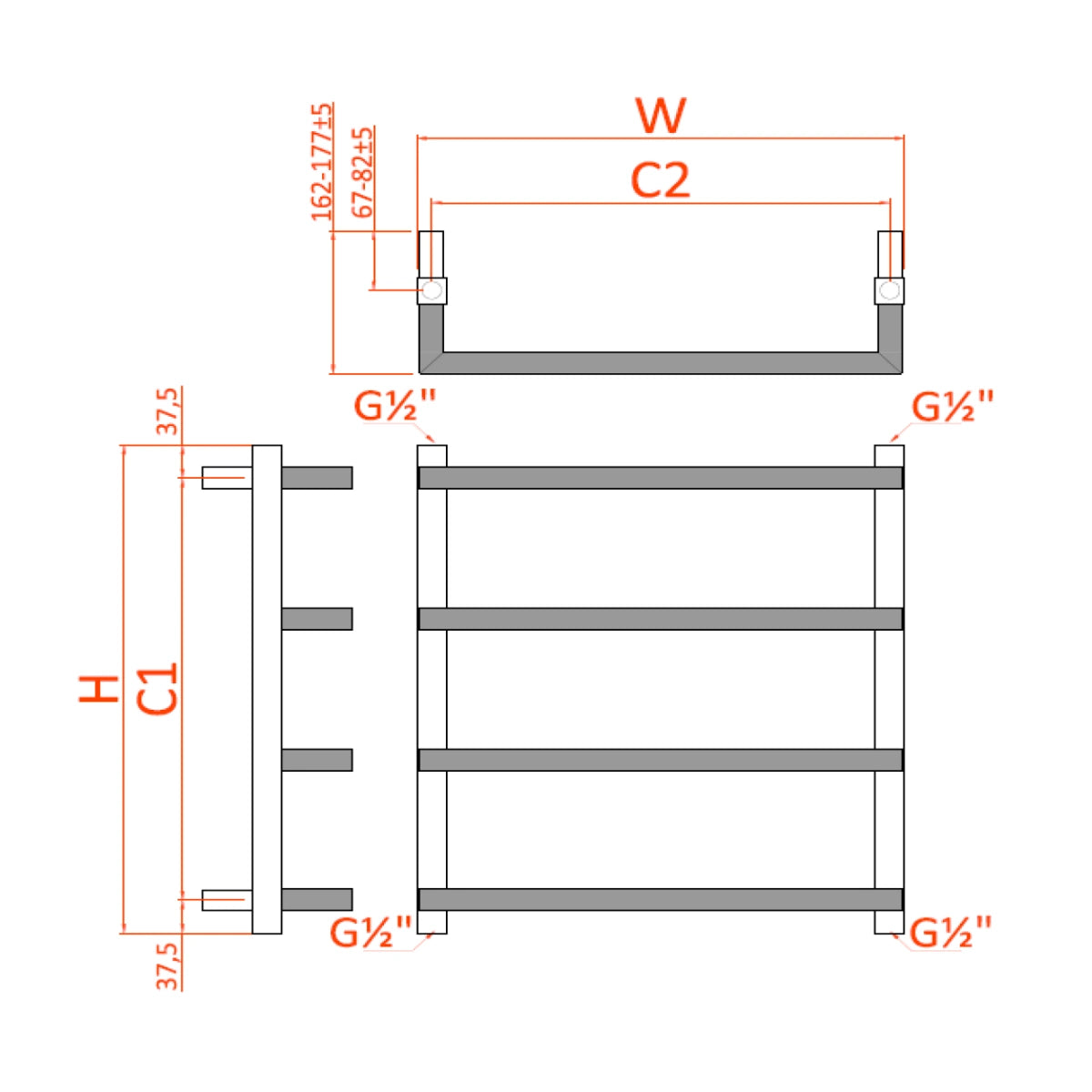 Reina Glora Steel Designer Towel Rail Radiator