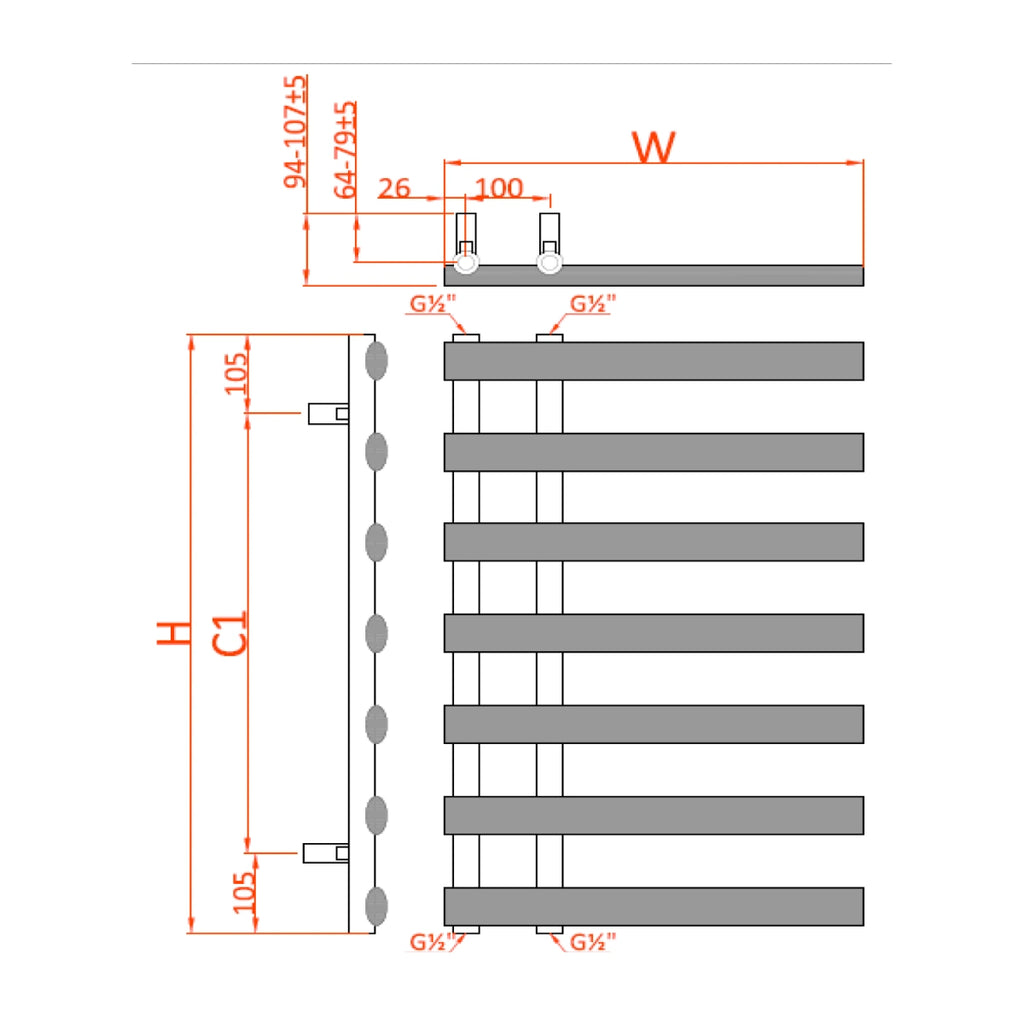 Reina Grace Steel Designer Towel Rail Radiator