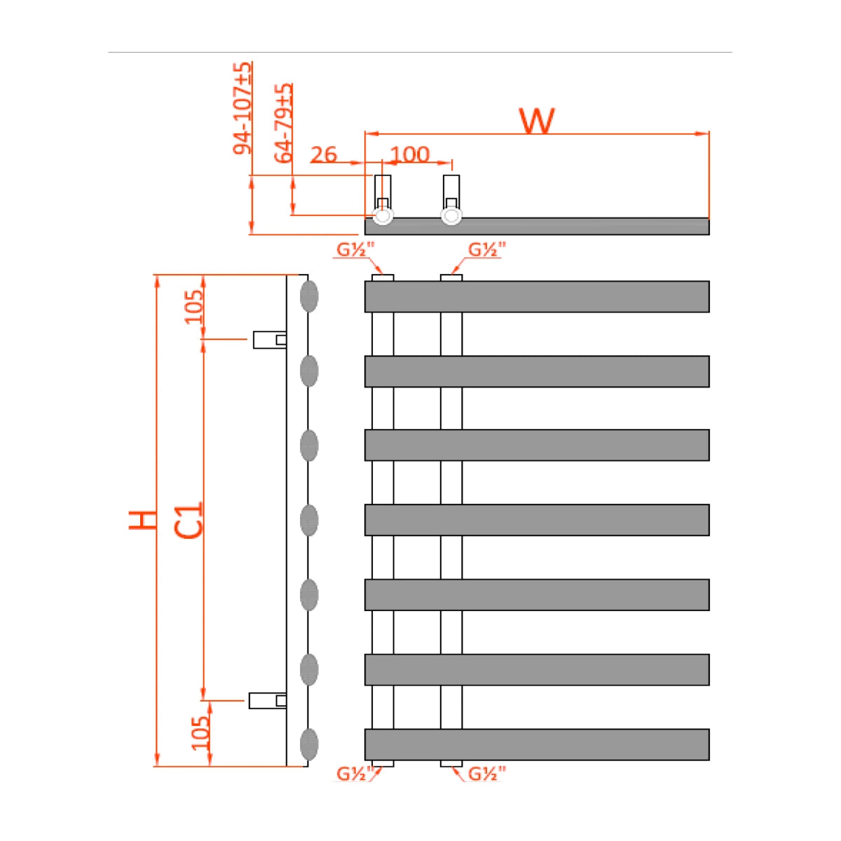 Reina Grace Steel Designer Towel Rail Radiator