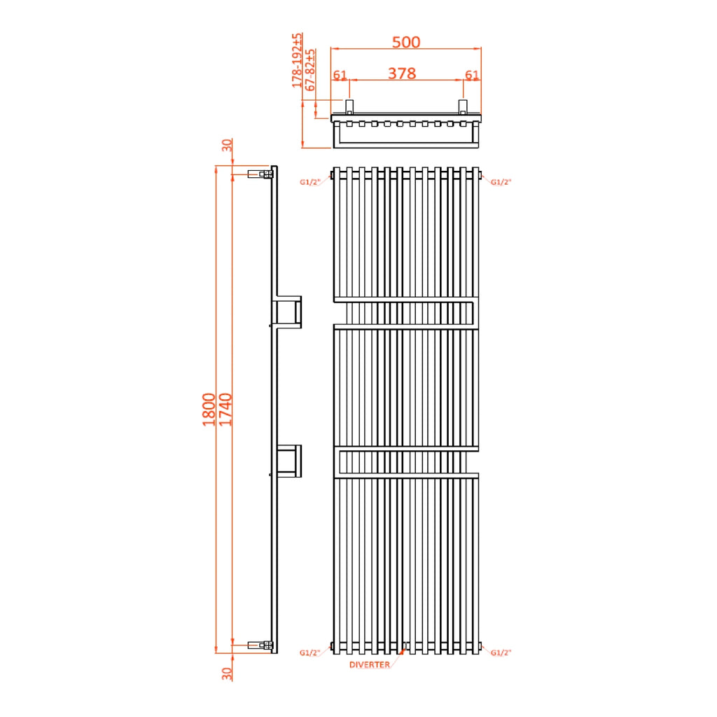 Reina Grande Steel Designer Towel Rail Radiator
