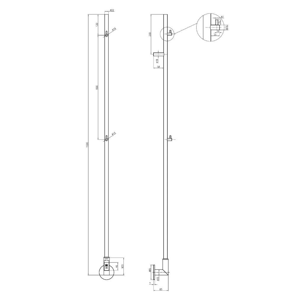 Reina Ines Electric Stainless Steel Towel Rail Radiator