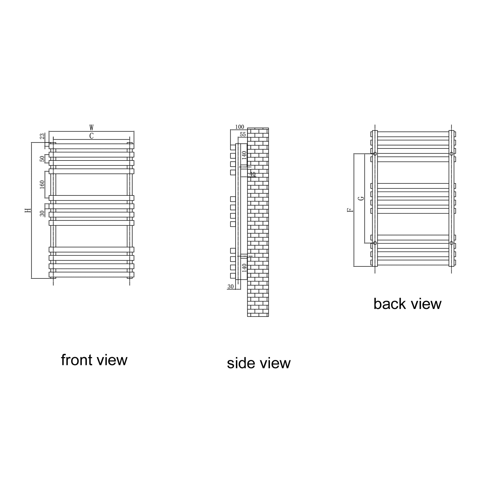 Reina Kale Steel Designer Towel Rail Radiator