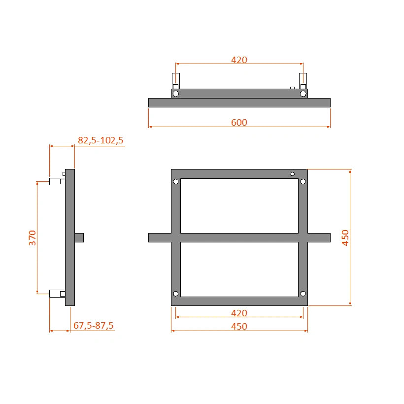 Reina Lago 1 Steel Designer Towel Rail Radiator 450 x 600mm