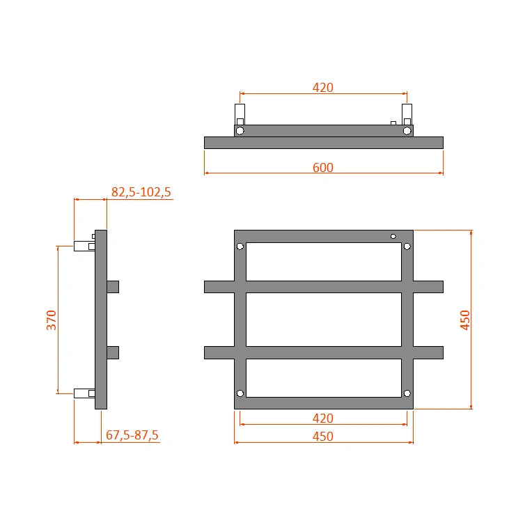 Reina Lago 2 Steel Designer Towel Rail Radiator 450 x 600mm