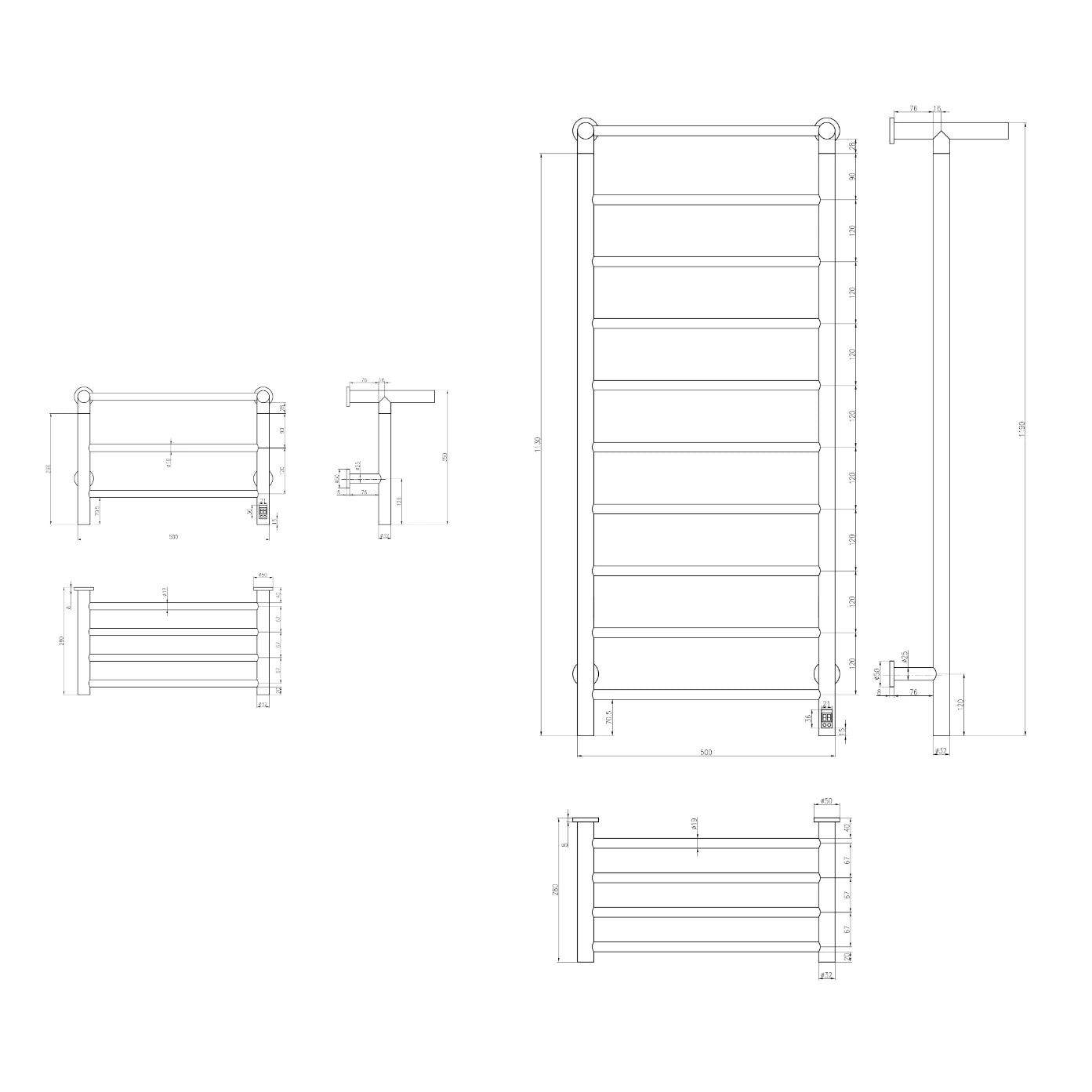Reina Maira Electric Stainless Steel Towel Rail Radiator