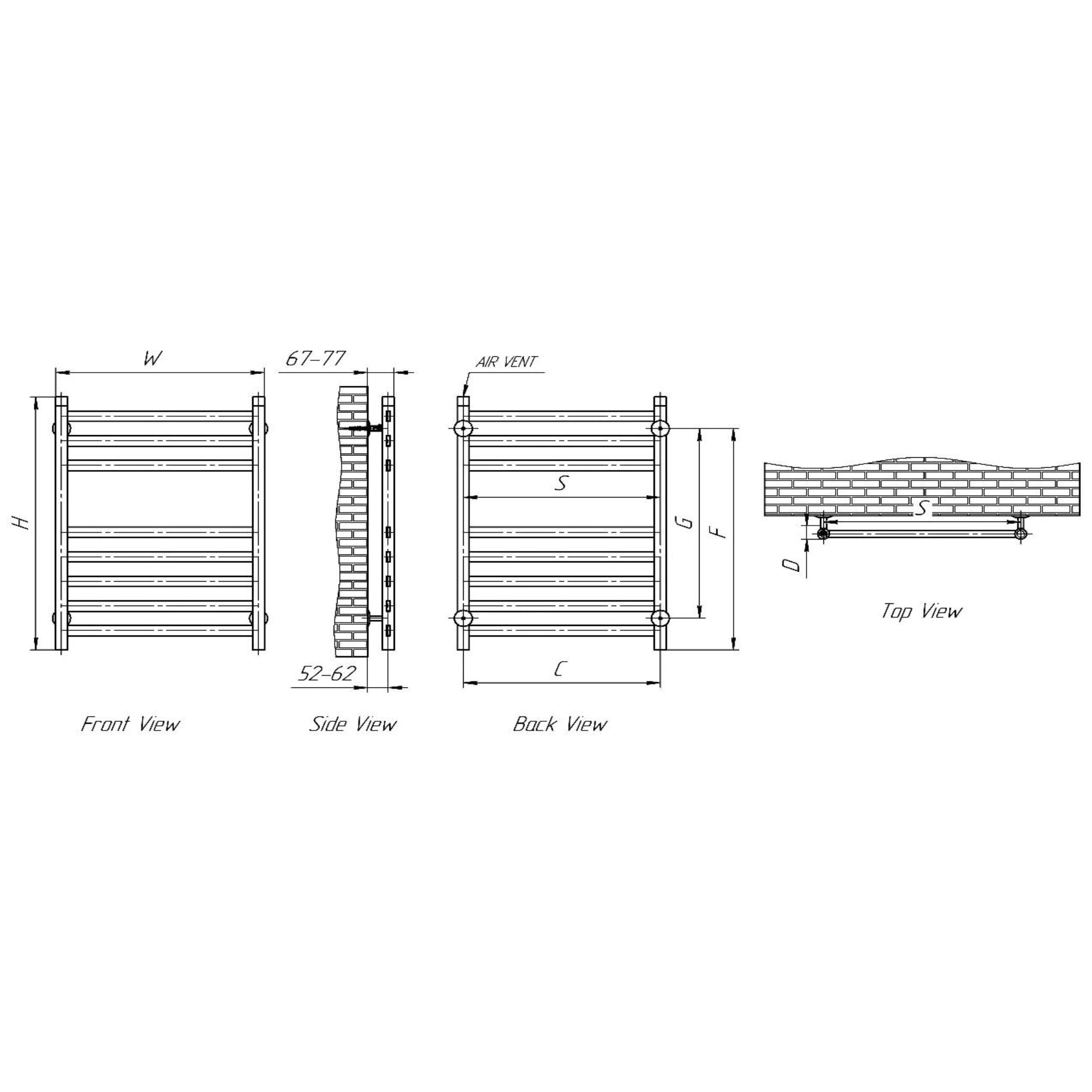 Reina Misa Stainless Steel Designer Towel Rail Radiator