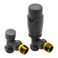Conserv8 TRV Black Anthracite with Lockshield Thermostatic Angled Radiator Valve 15mm