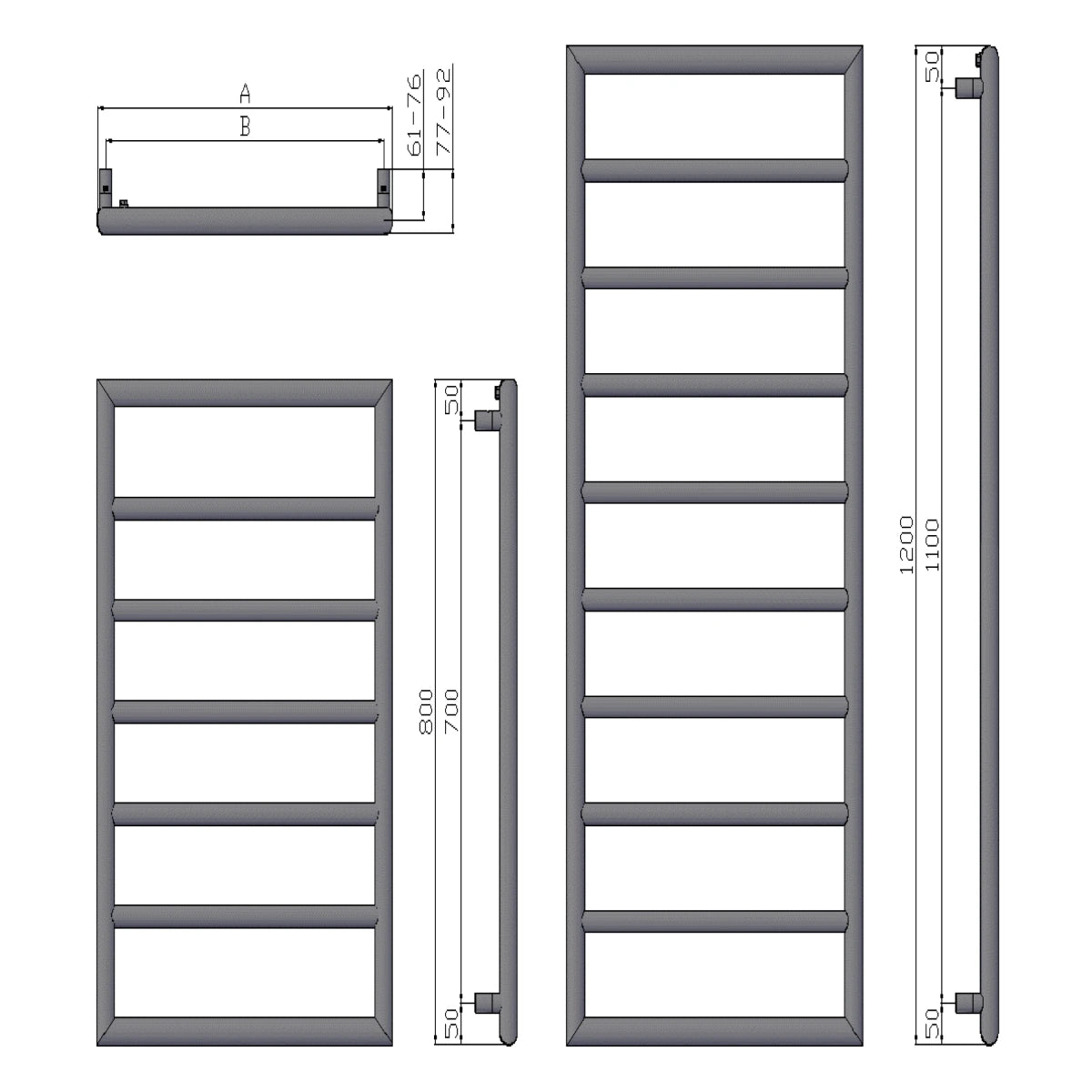 Reina Nardo Chrome Steel Designer Towel Rail Radiator