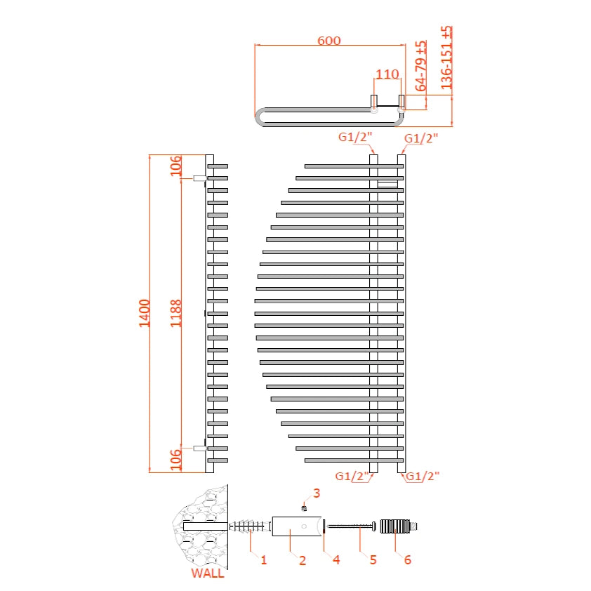 Reina Nola Steel Designer Towel Rail Radiator