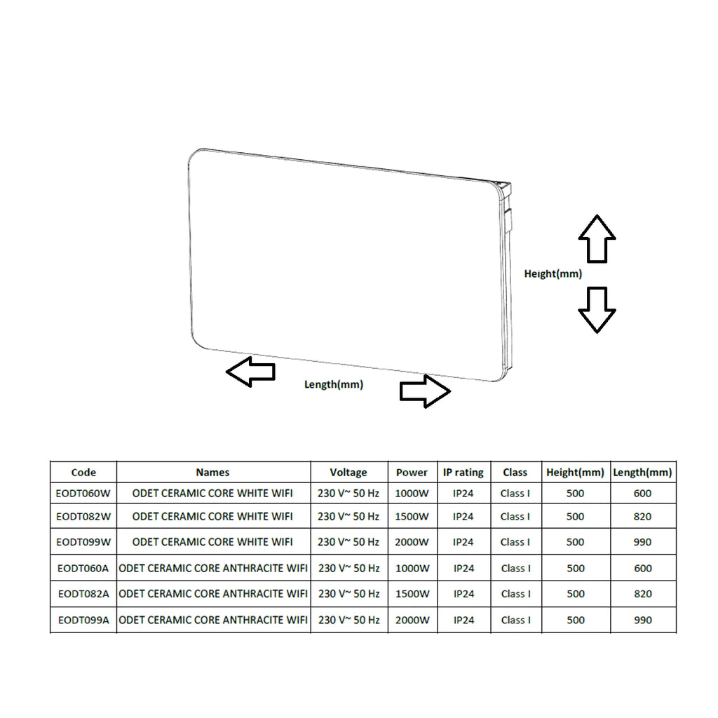 Odet Reina Electric Horizontal Aluminium Wifi Smart Radiator