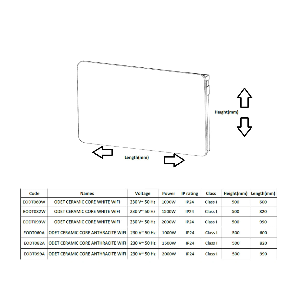 Odet Reina Electric Horizontal Aluminium Wifi Smart Radiator