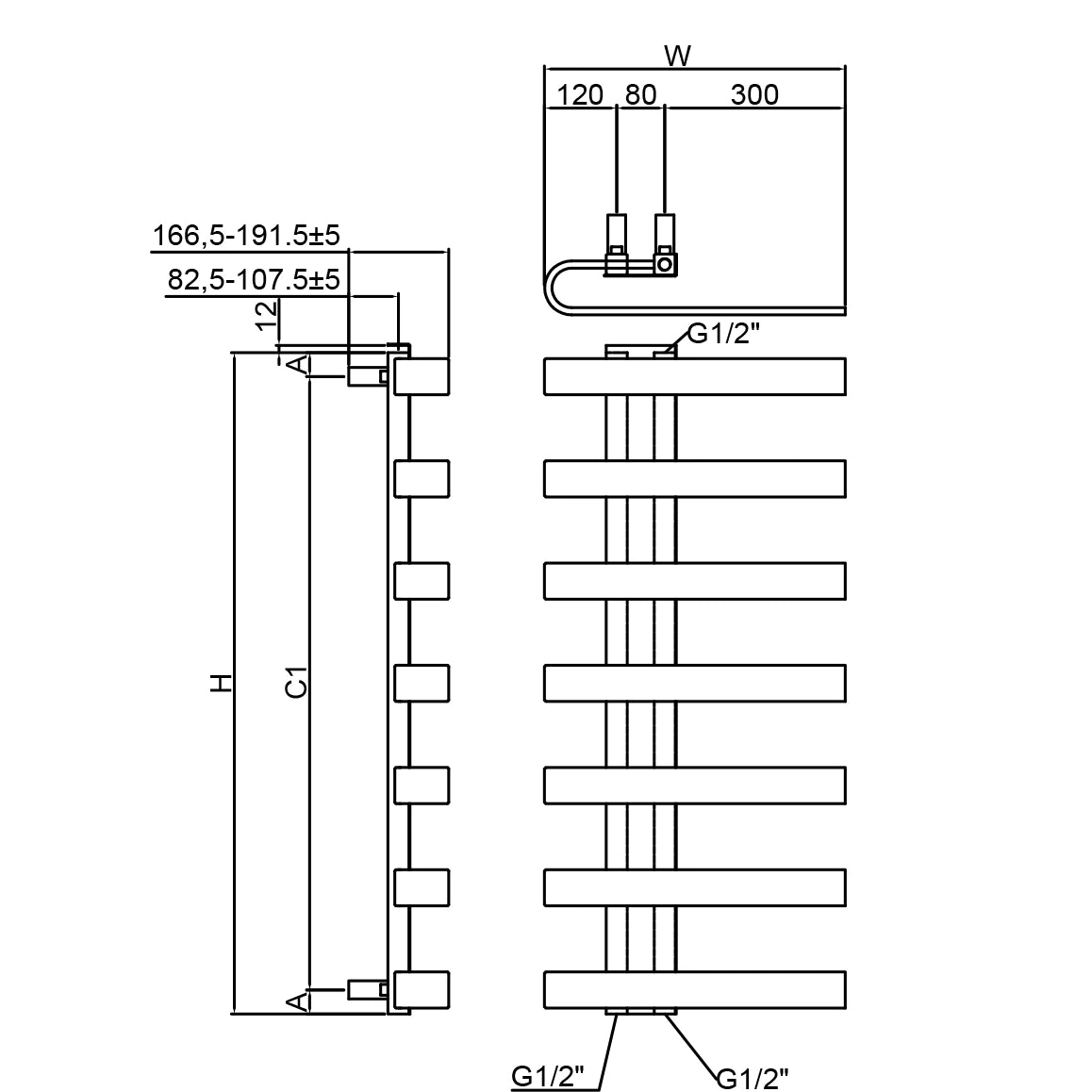 Reina Panaro Steel Designer Towel Rail Radiator