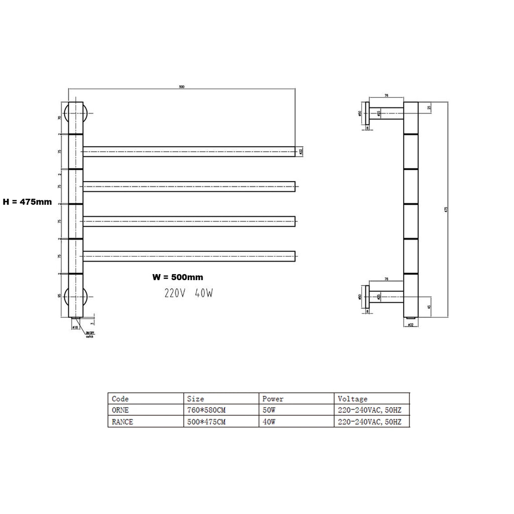 Reina Rance Electric Stainless Steel Towel Rail Radiator