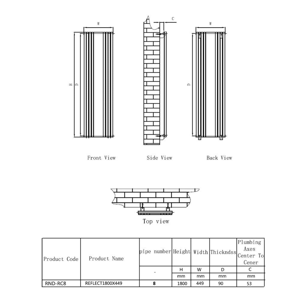 Reina Reflect Vertical Steel Designer Radiator