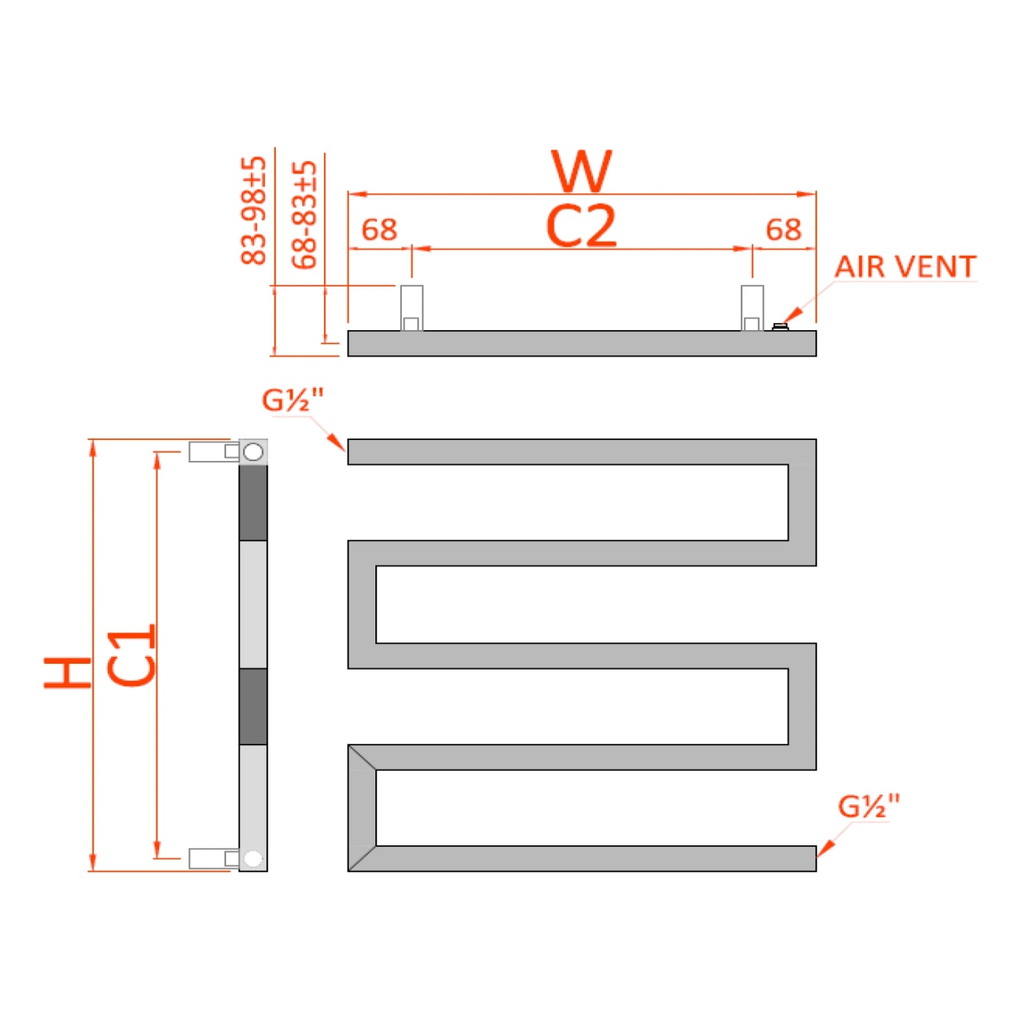 Reina Serpe Steel Designer Towel Rail Radiator