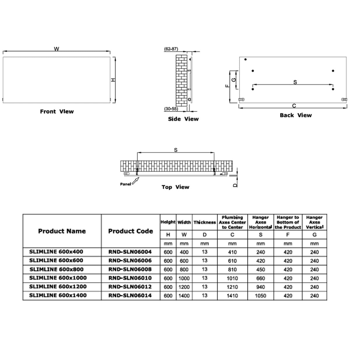 Reina Slimline Horizontal Steel Designer Radiator