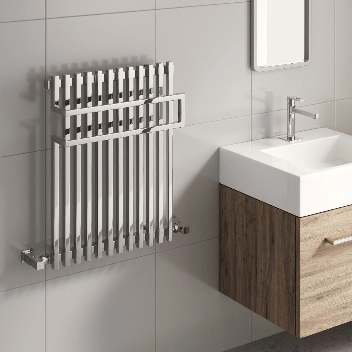 Reina Sori Chrome Steel Designer Towel Rail Radiator 650 x 500mm