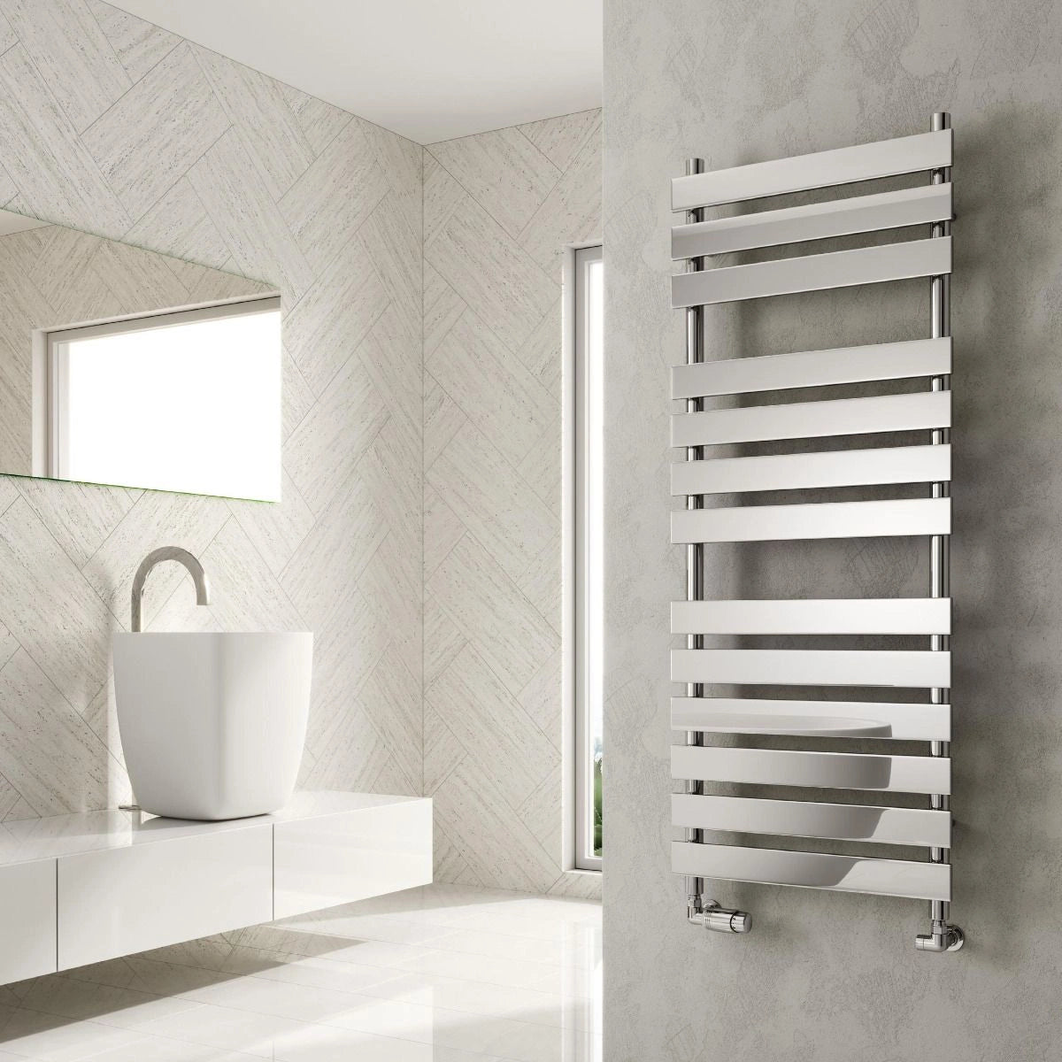 Reina Trento Chrome Steel Designer Towel Rail Radiator