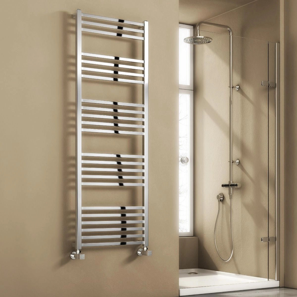 Reina Vasto Chrome Steel Designer Towel Rail Radiator