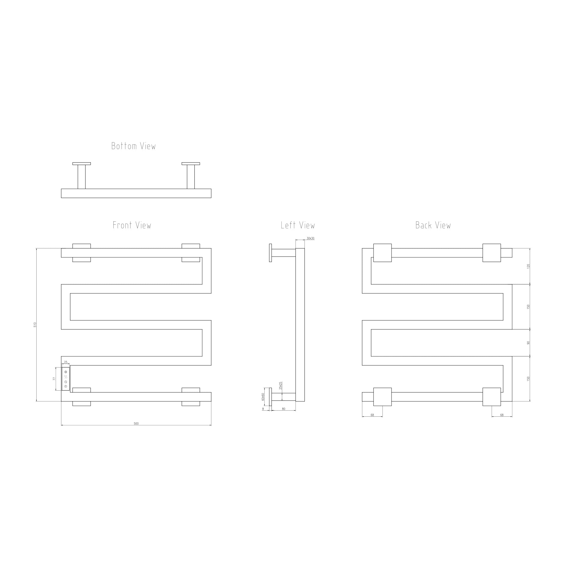 Reina Vispa Electric Stainless Steel Towel Rail Radiator
