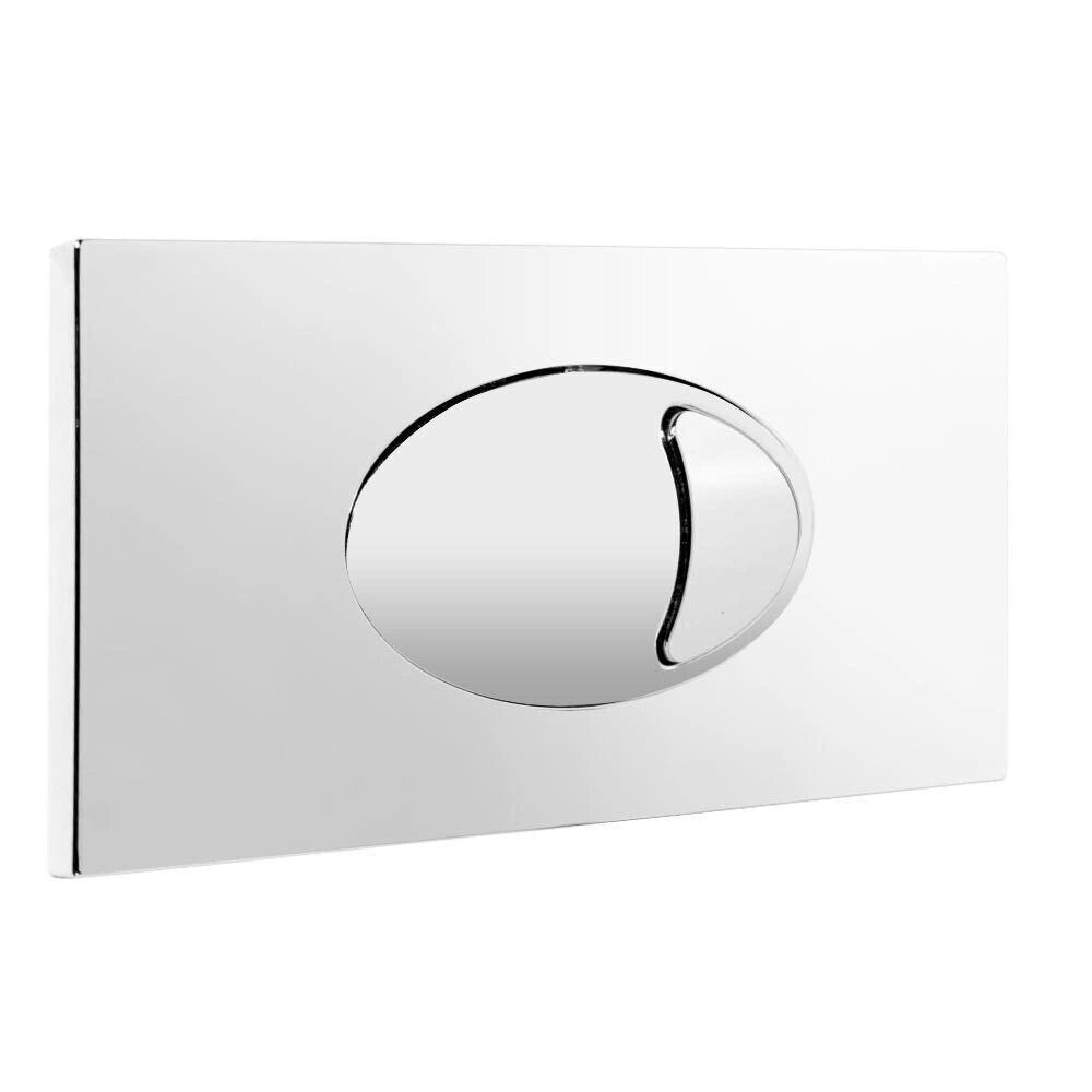 Large Chrome Oval Dual Flush Push Button & Plate