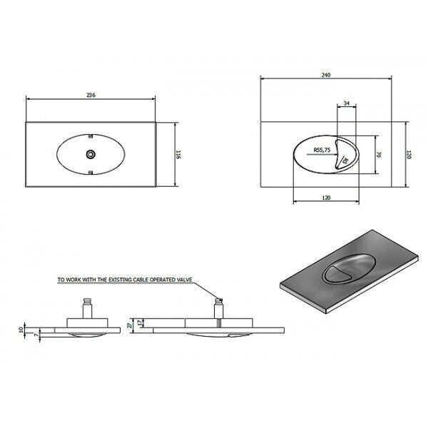 Large Chrome Oval Dual Flush Push Button & Plate