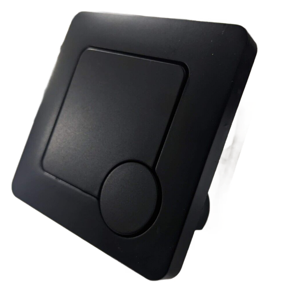 Square Matt Black Dual Flush Push Button & Plate