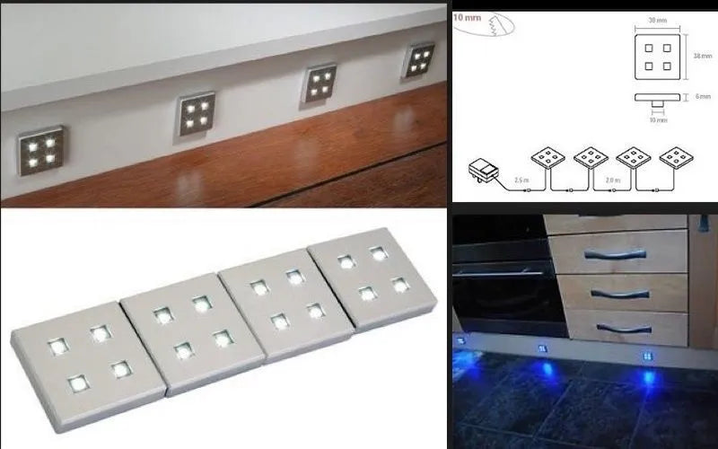 Cool White Square LED Plinth Lights Set