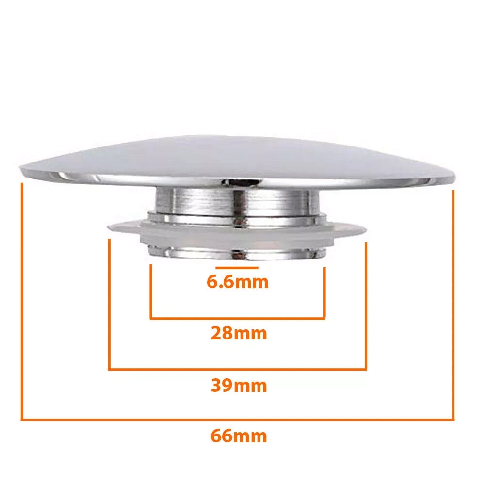 Chrome Basin Sink Waste Screw On Mushroom Cap 65mm