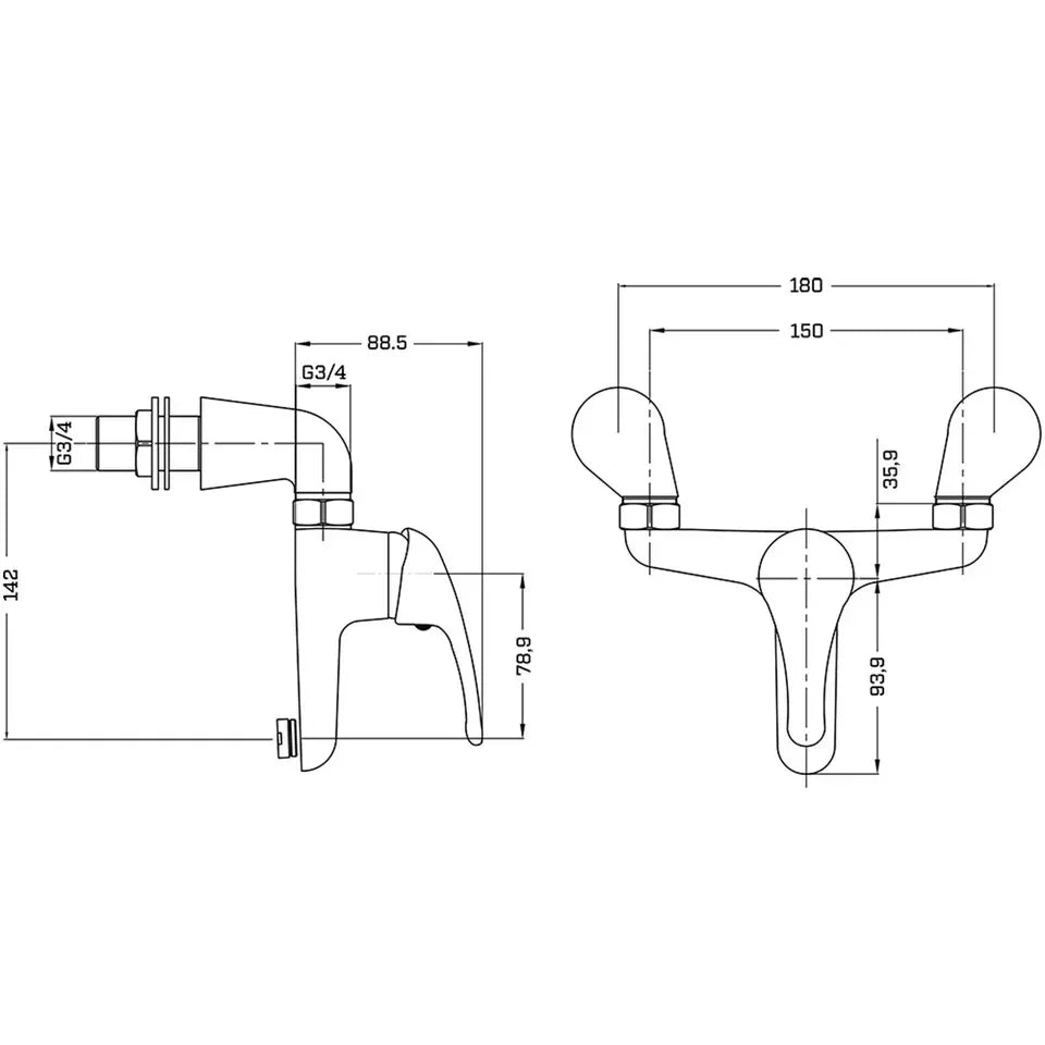 Cassellie Rio Chrome Bath Filler Mixer Tap