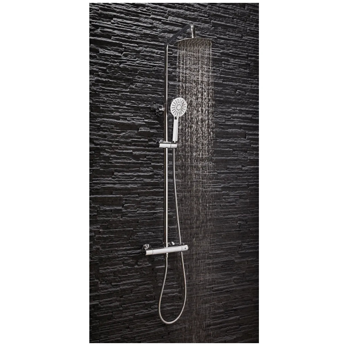 Middleton Black Round Rigid Riser Shower