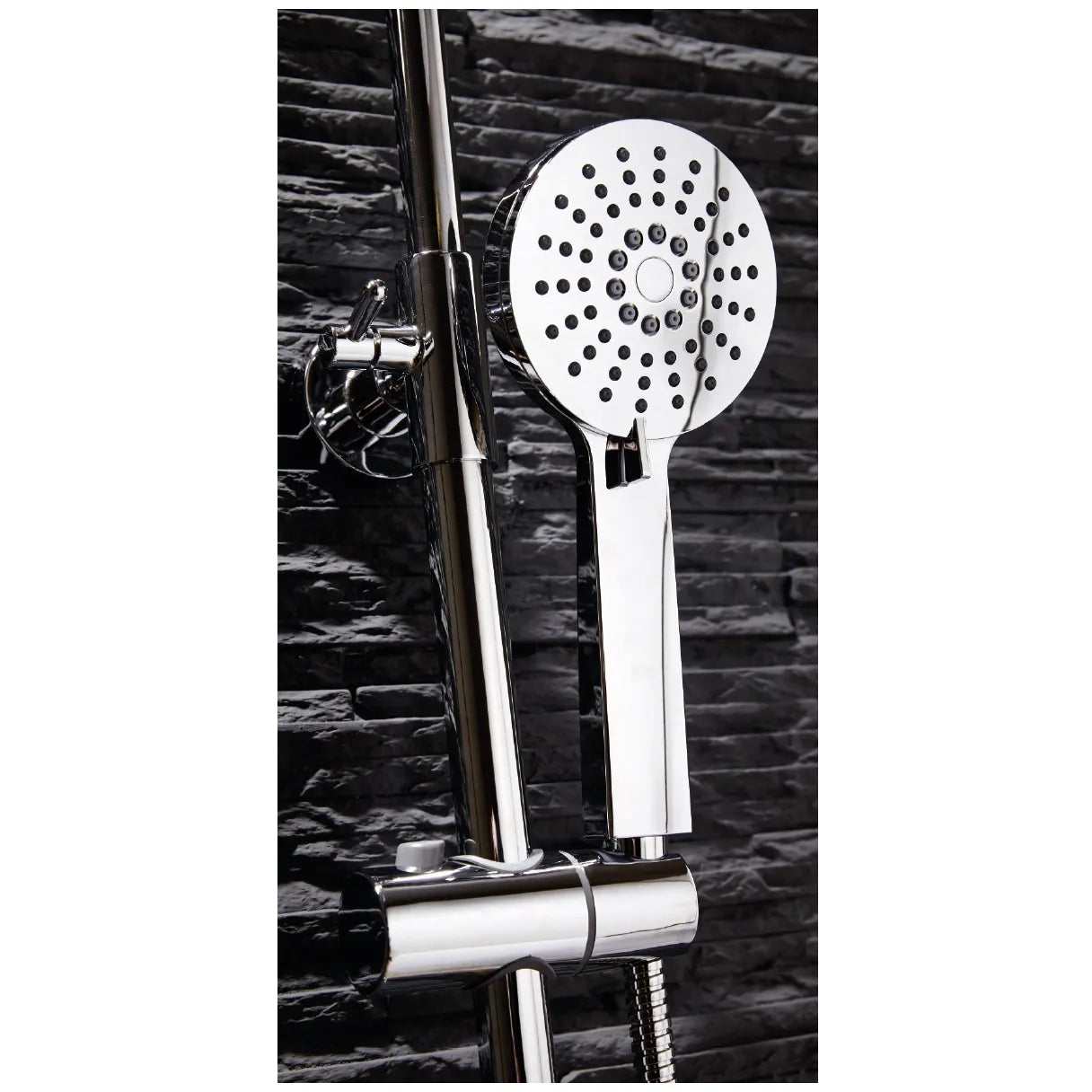 Middleton Black Round Rigid Riser Shower