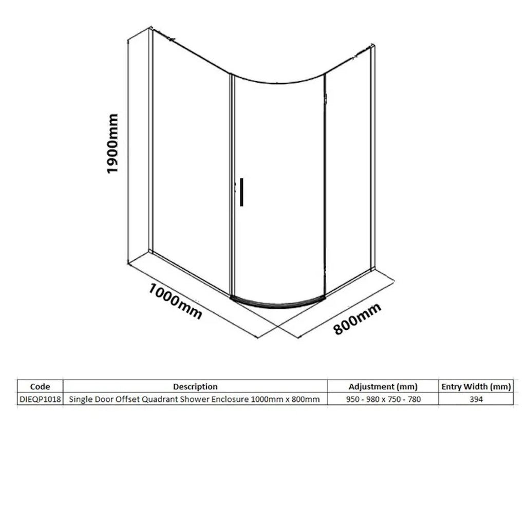 Merlyn Vivid Sublime 1 Door Offset Quadrant Enclosure