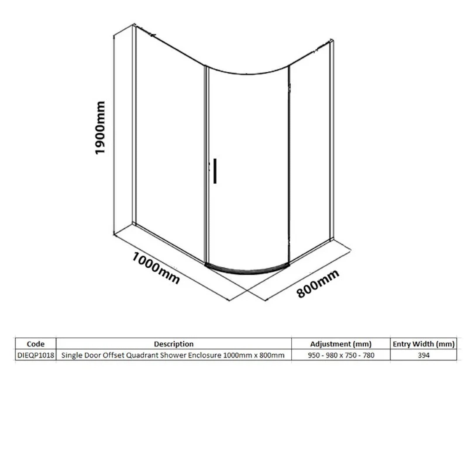 Merlyn Vivid Sublime 1 Door Offset Quadrant Enclosure