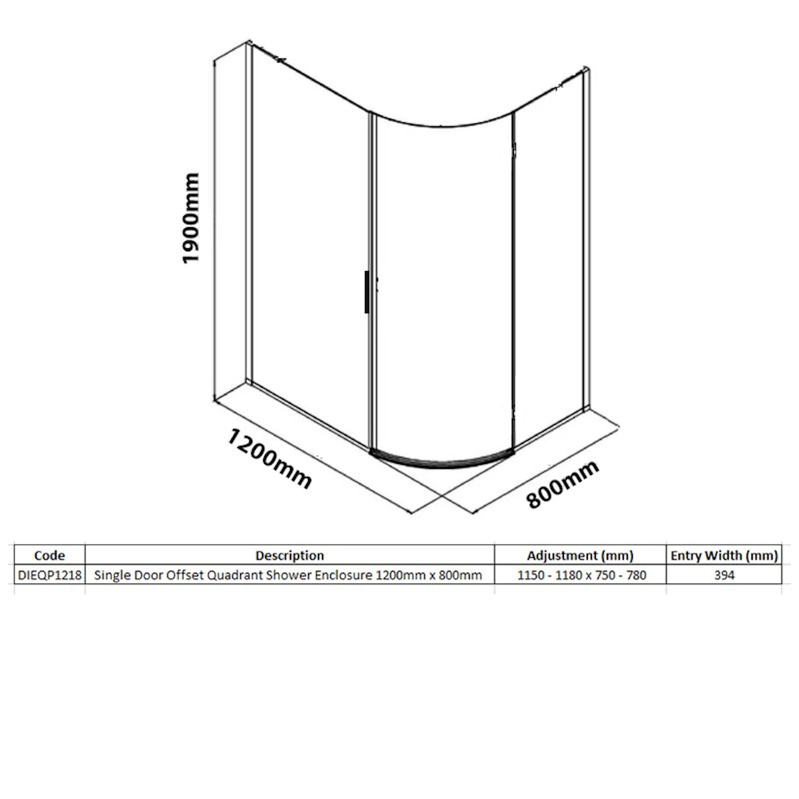 Merlyn Vivid Sublime 1 Door Offset Quadrant Enclosure