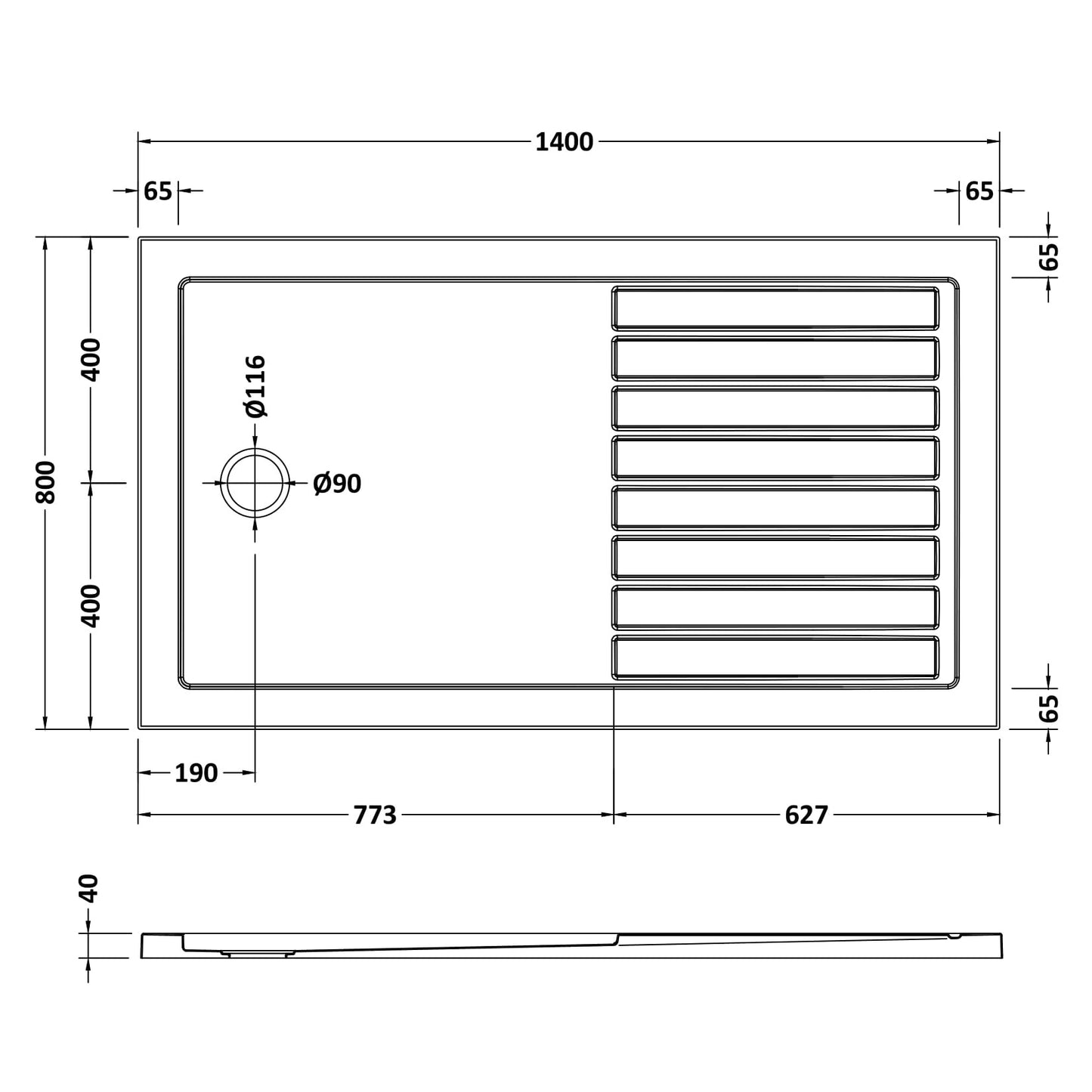 Nuie Slate Grey Rectangle Walk-In Slimline Shower Tray