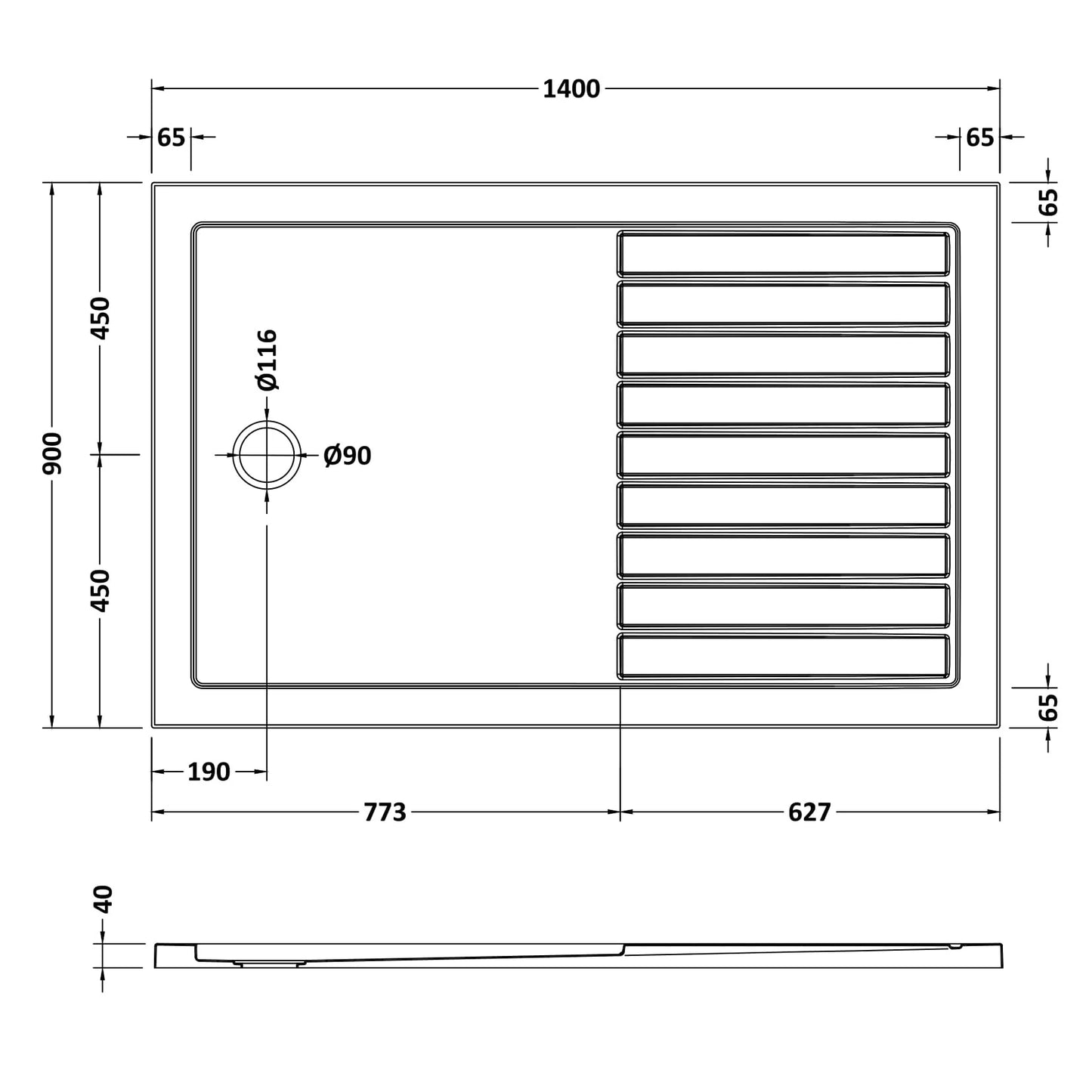 Nuie Slate Grey Rectangle Walk-In Slimline Shower Tray