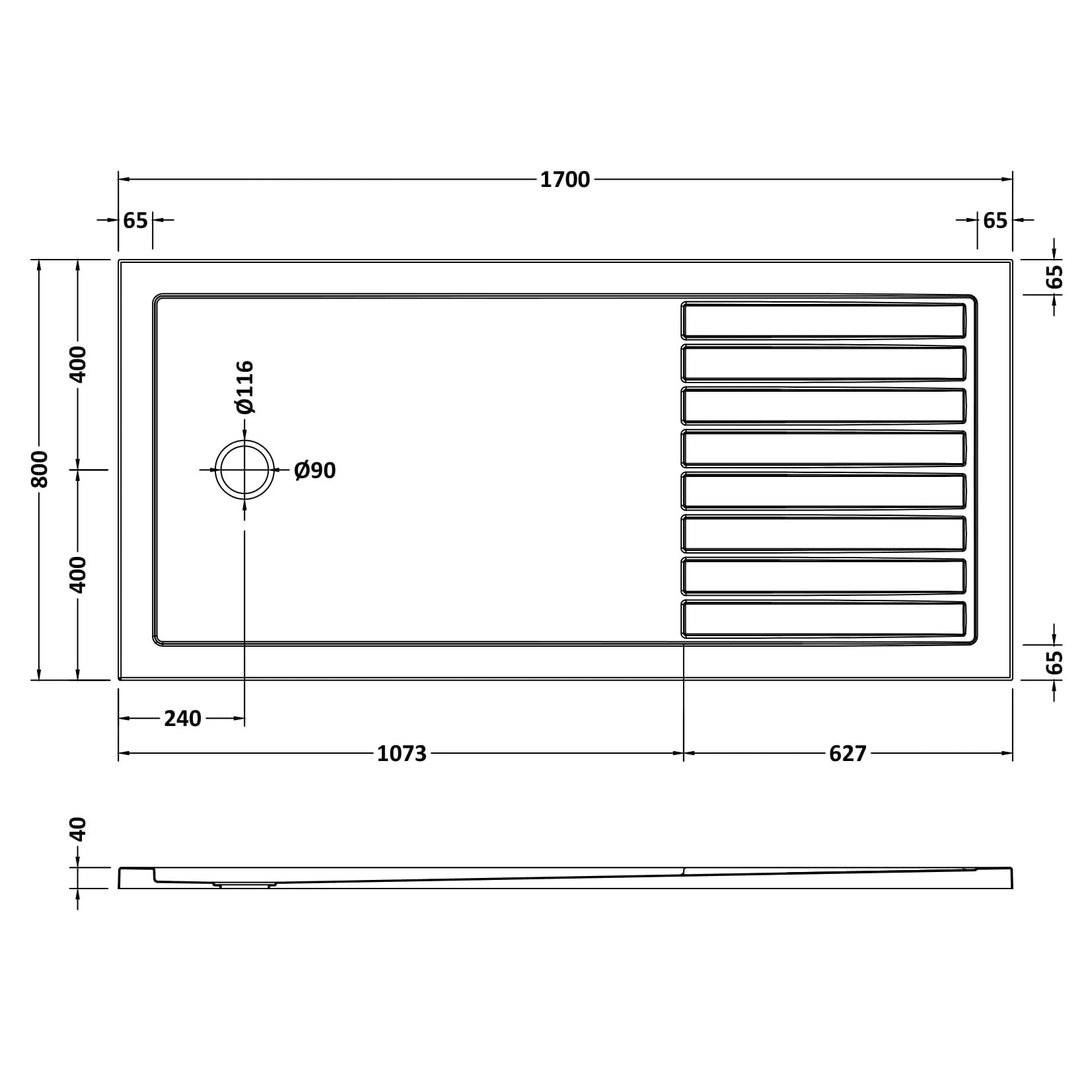 Nuie Slate Grey Rectangle Walk-In Slimline Shower Tray