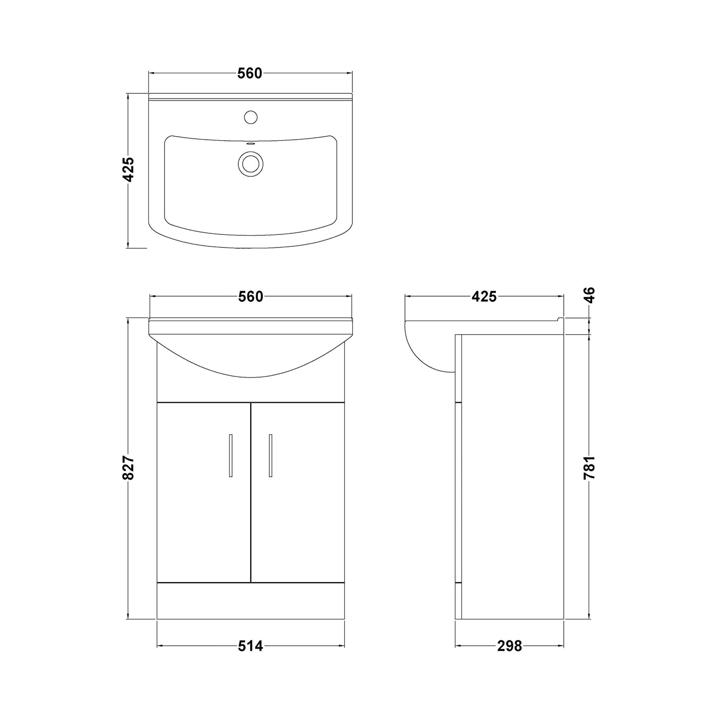 Mayford Floor Standing Two Door Basin Sink Vanity Unit