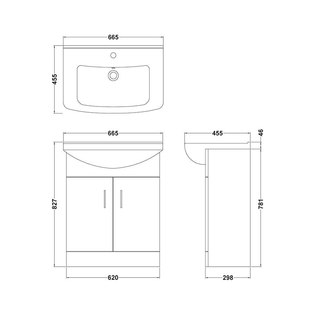 Mayford Floor Standing Two Door Basin Sink Vanity Unit