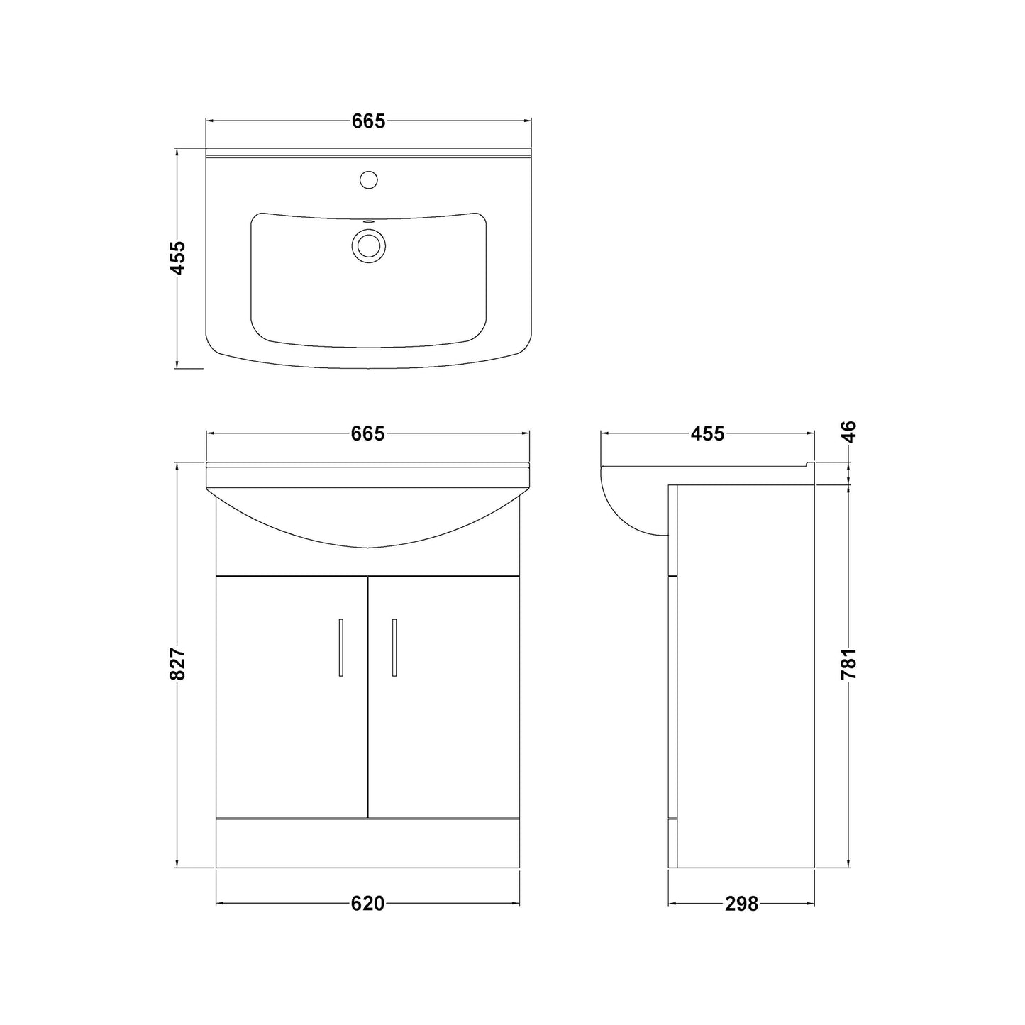 Mayford Floor Standing Two Door Basin Sink Vanity Unit