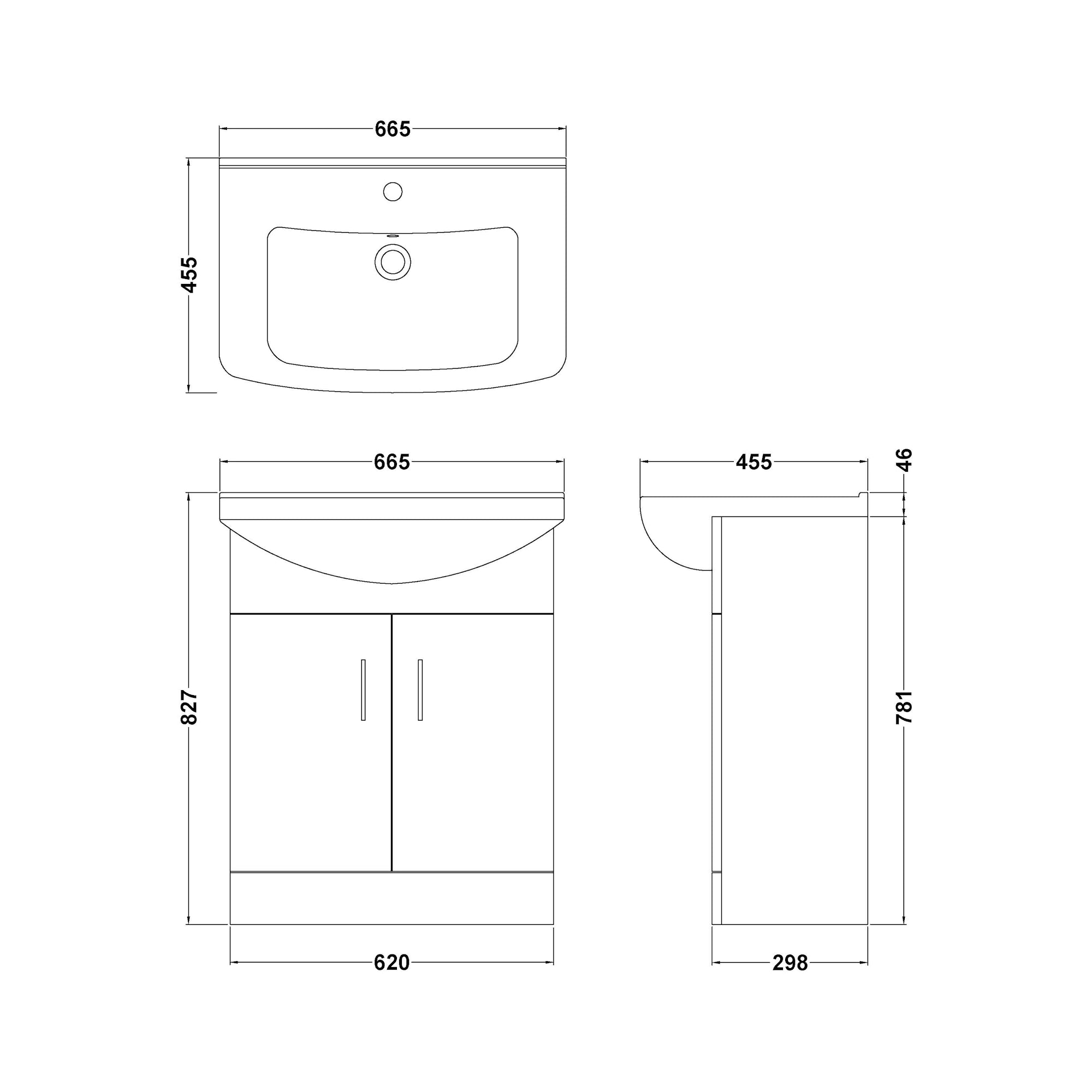 Mayford Floor Standing Two Door Basin Sink Vanity Unit