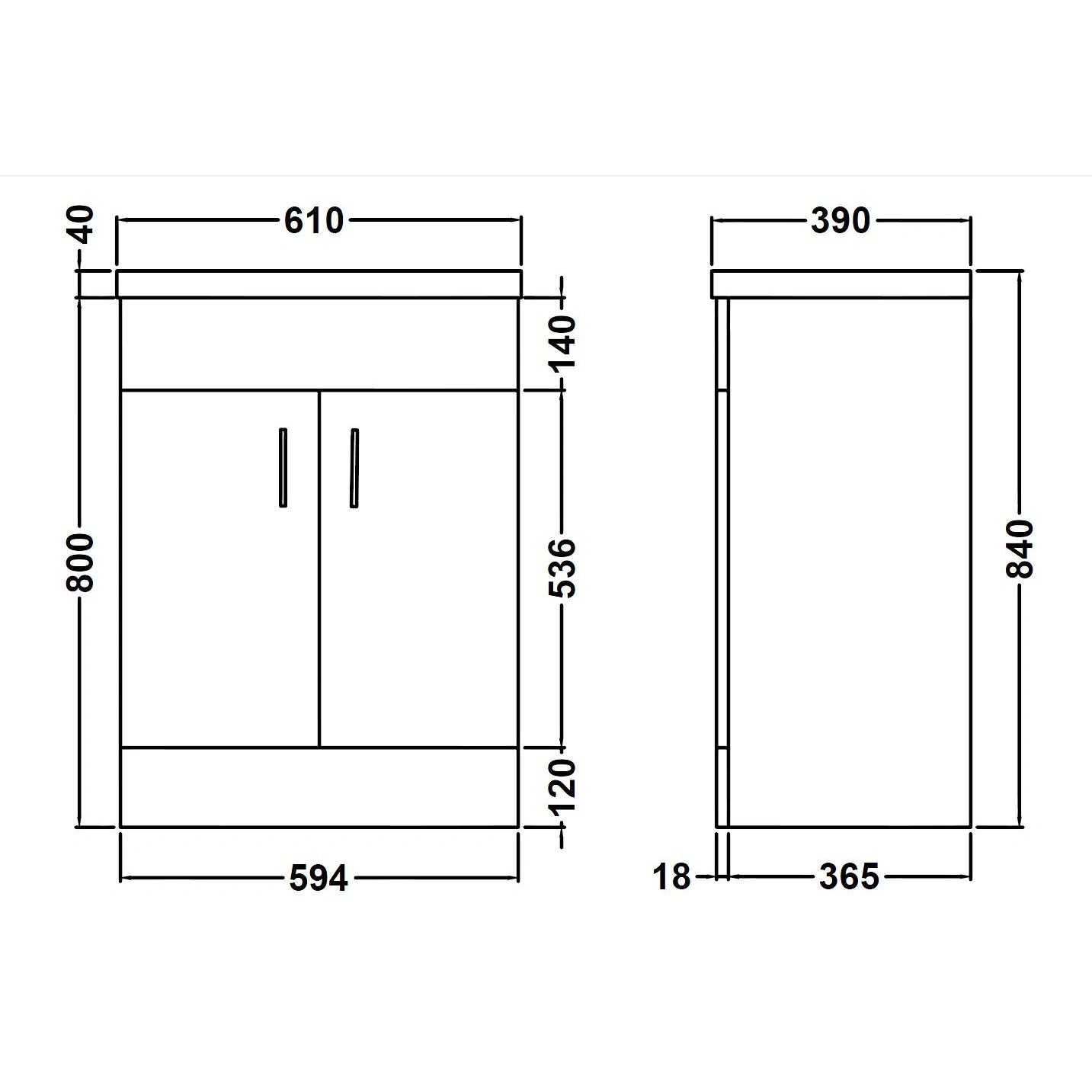 Eden Floor Standing 2 Door Basin Sink Vanity Unit